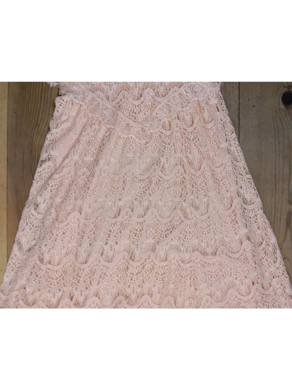 Reba Midi Dress Womens XL Pink Crochet Floral Lace V Neck Rhinestone Pullover - Picture 8 of 12